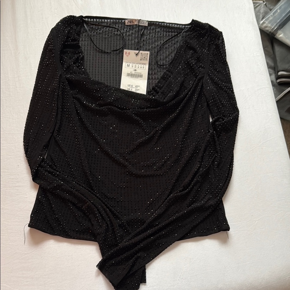 Zara Black Sparkle Women's Top
